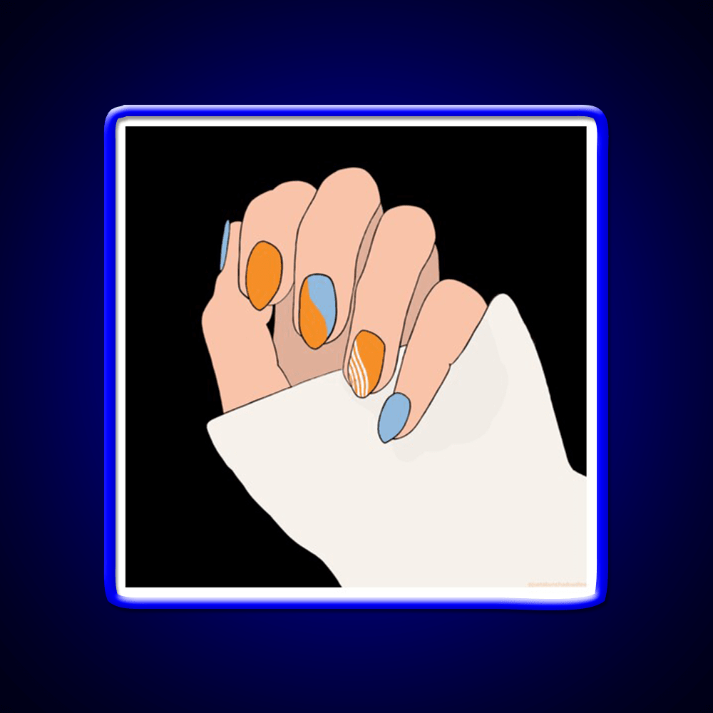 Orange And Blue Acrylic Manicure Nail Salon Led Neon Sign Rgb Color - Shineneon