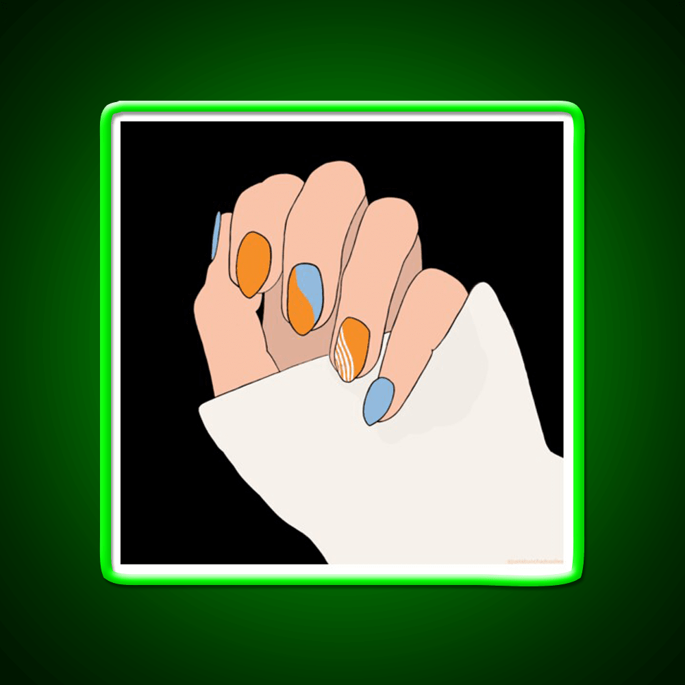 Orange And Blue Acrylic Manicure Nail Salon Led Neon Sign Rgb Color - Shineneon