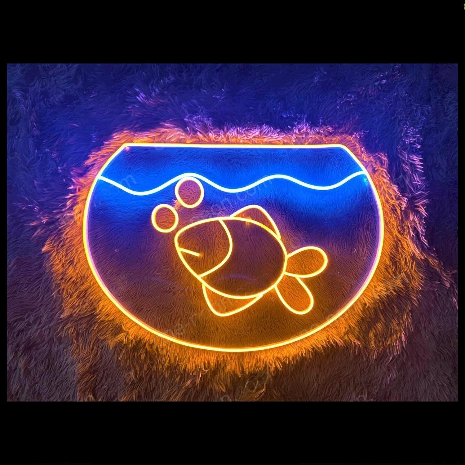 Orange-Blue Cartoon Fish Tank Led Neon Sign For Kids Room And Ocean Decor | Shineneon