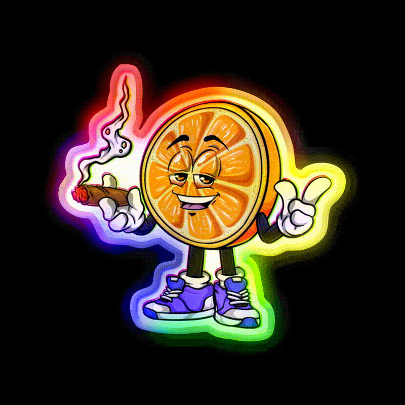 Orange Blunt Weed Hemp Inspired Green Leaf Led Neon Sign Rgb Color - LED neon sign close-up detail