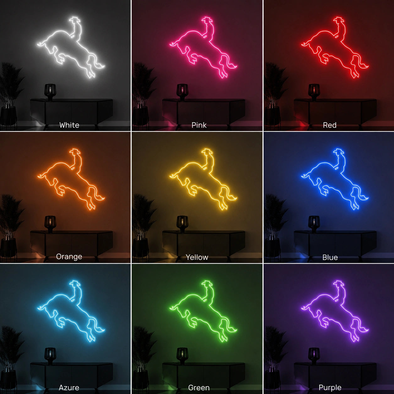 Orange Bull Rider Neon Sign LED Neon Sign color grid