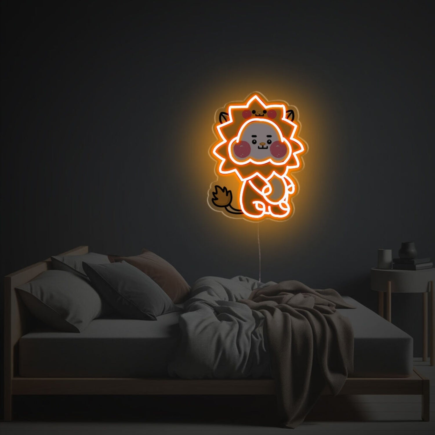 Orange Cheeky Lion Led Neon Acrylic Artwork Home Decor | Shineneon