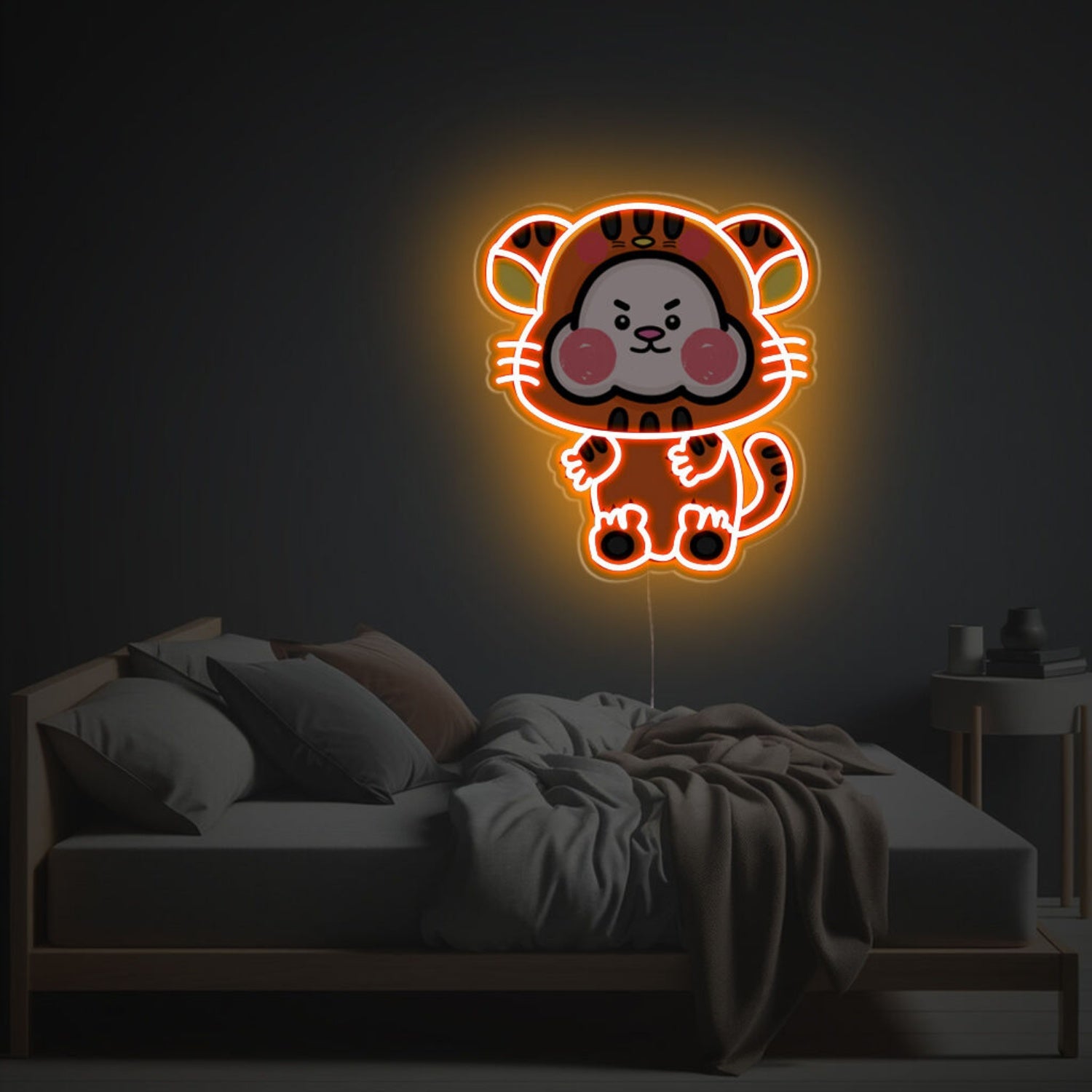Orange Cheeky Tiger Led Neon Acrylic Artwork | Shineneon