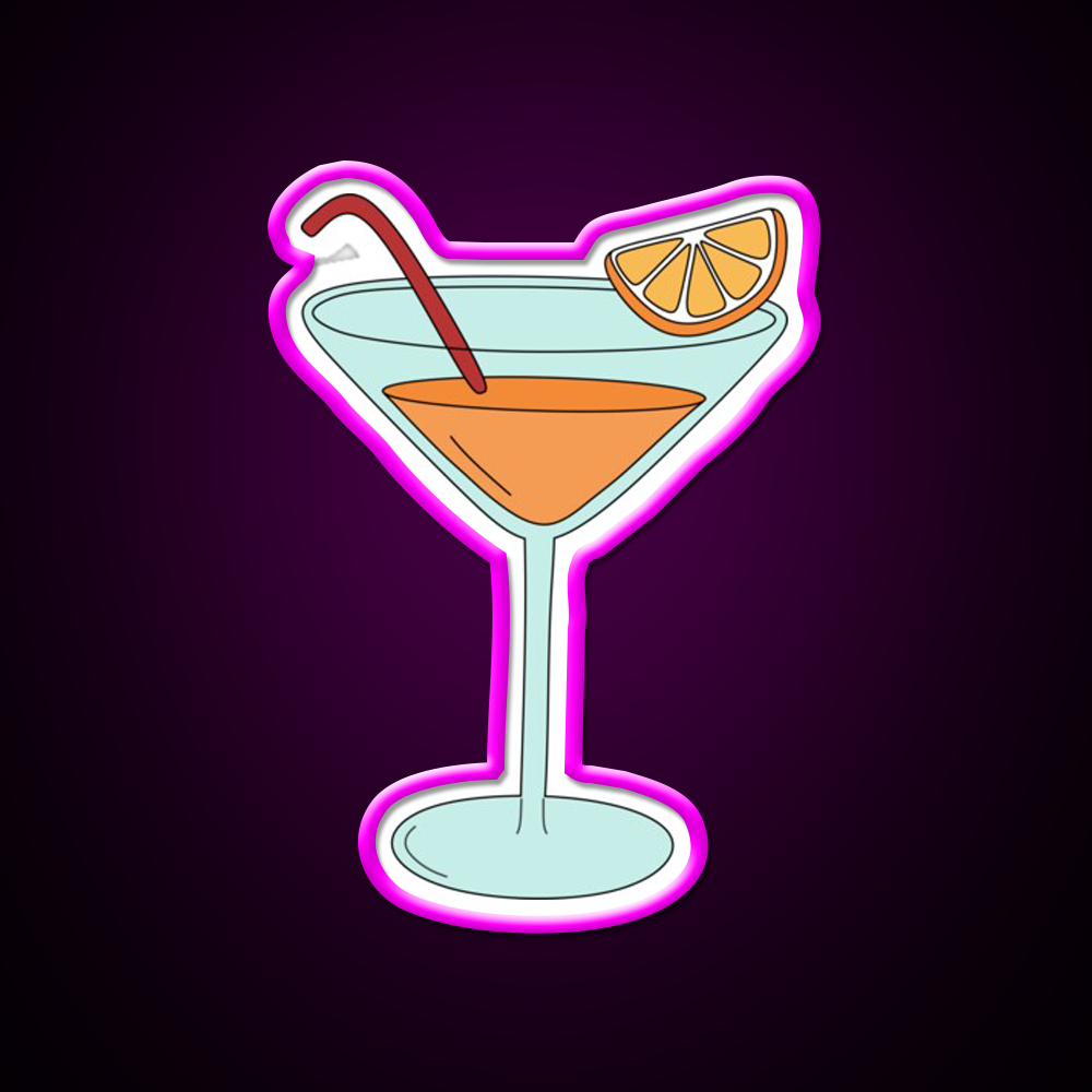 Orange Cocktail Bar Decor Led Neon Sign Rgb Color - Neon sign mounted on wall in room