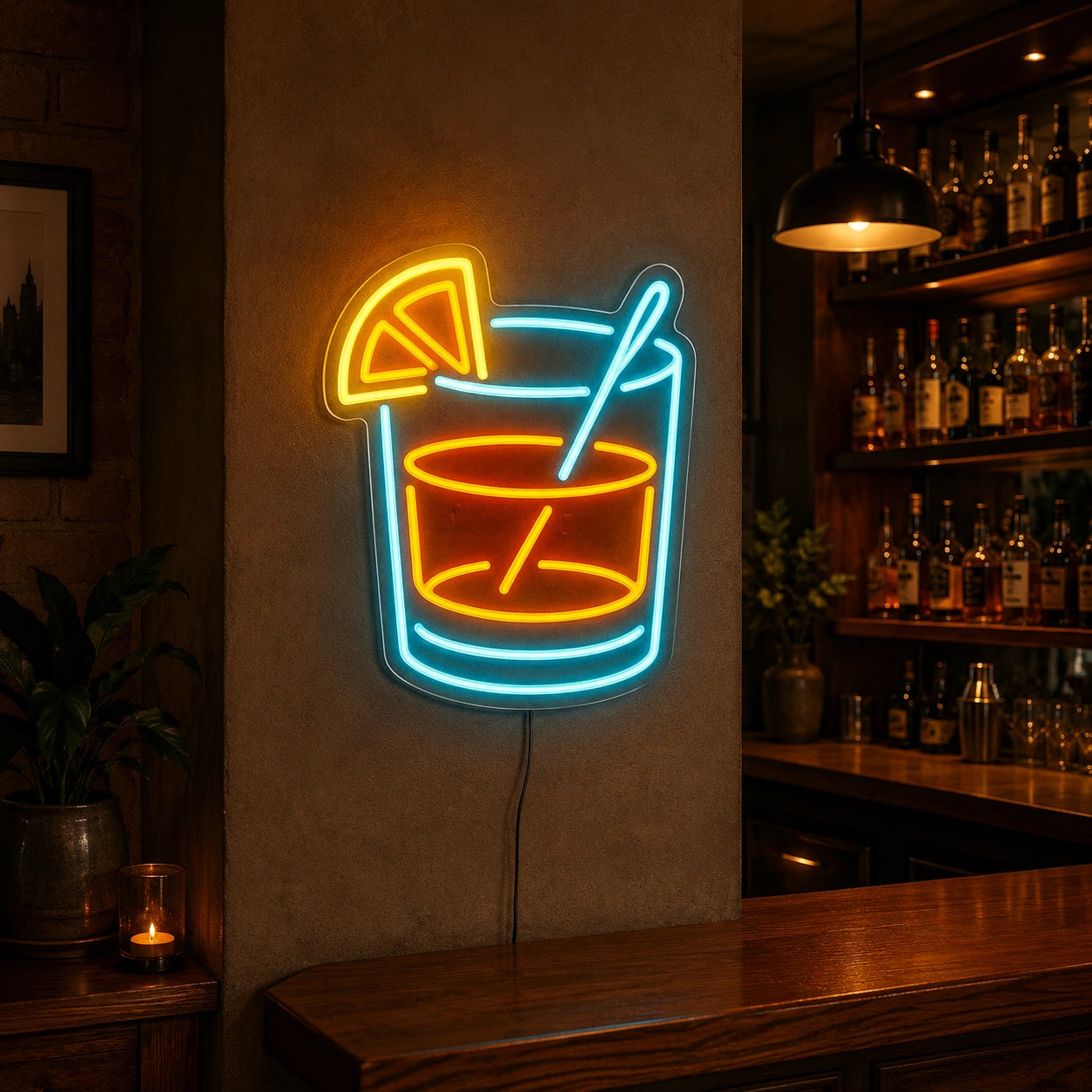 Orange Cocktail Neon Sign LED Neon Sign real lifestyle scene