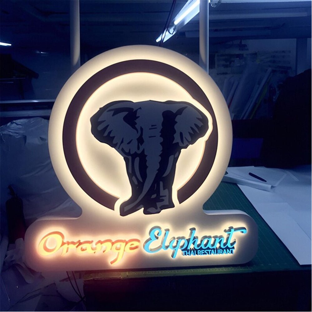 Orange Elephant With Logo 3D Backlit Channel Letters Led Light Sign - Shineneon