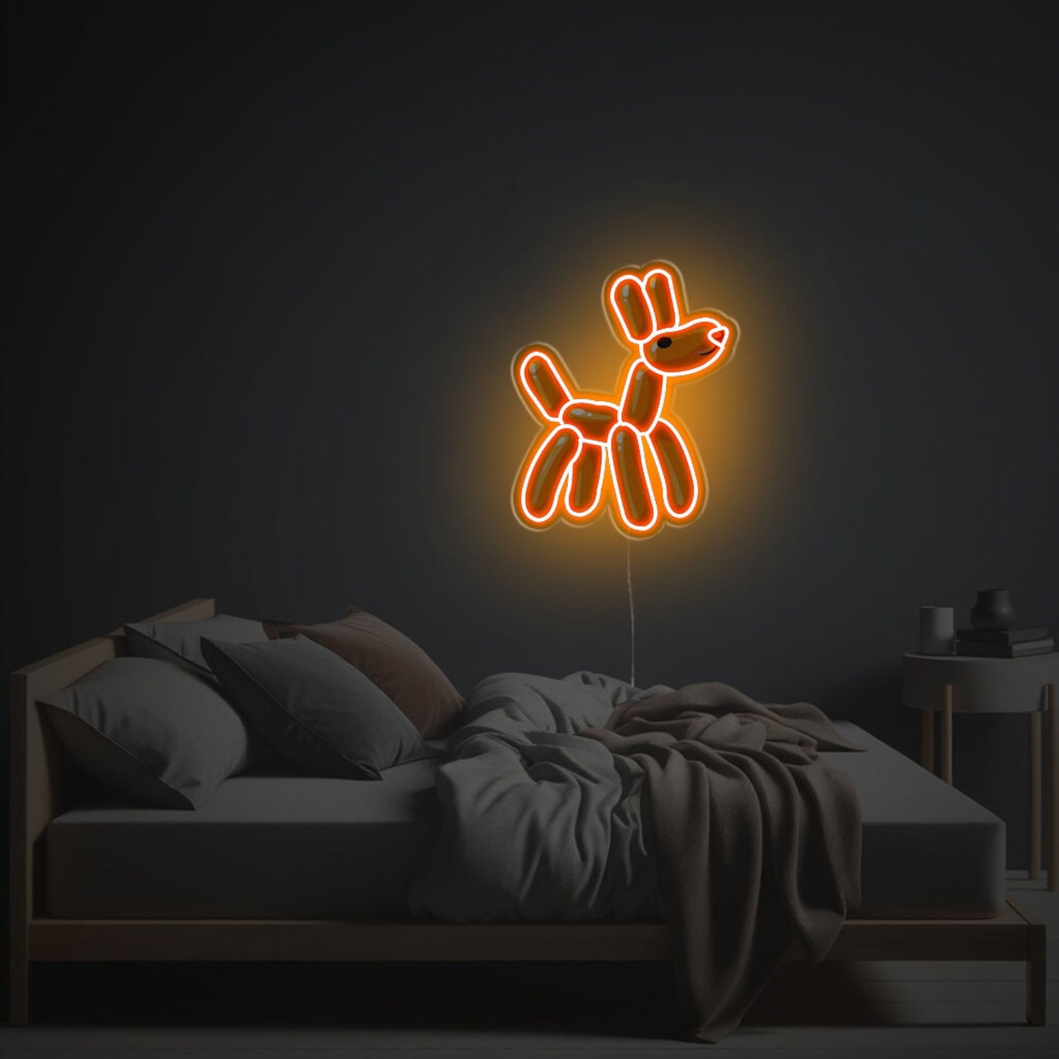 Orange Little Puppy Shaped Balloon Led Neon Acrylic Artwork | Shineneon