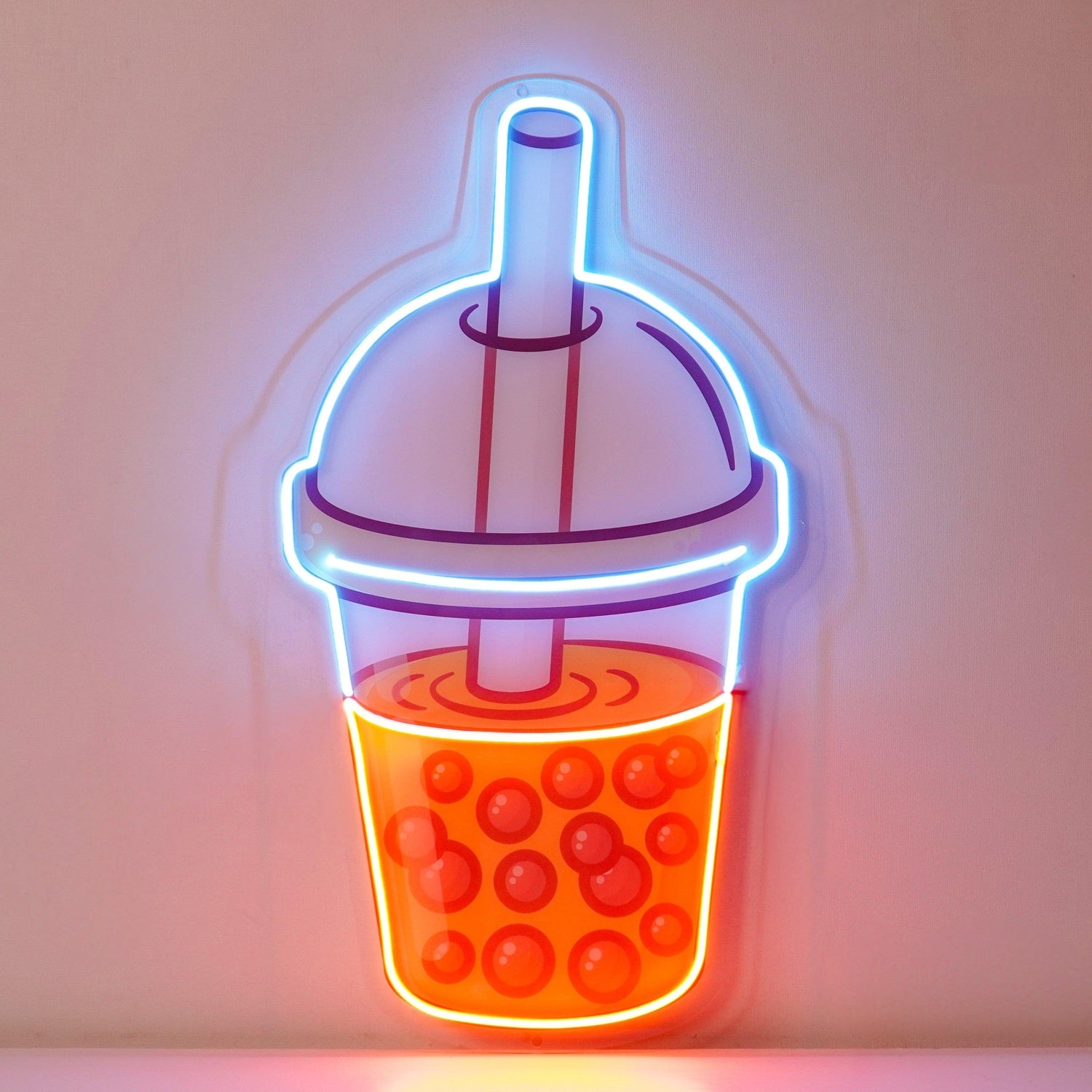 Orange Milktea Cup Uv Printed Led Neon Sign For Cafe Home Decor | Shineneon