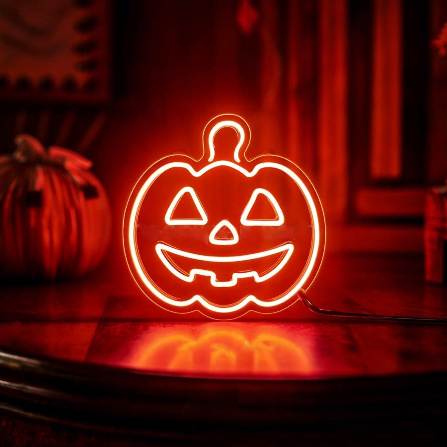 Orange-Red Jack-O-Lantern Led Neon Sign For Indoor Halloween Party Decor | Shineneon