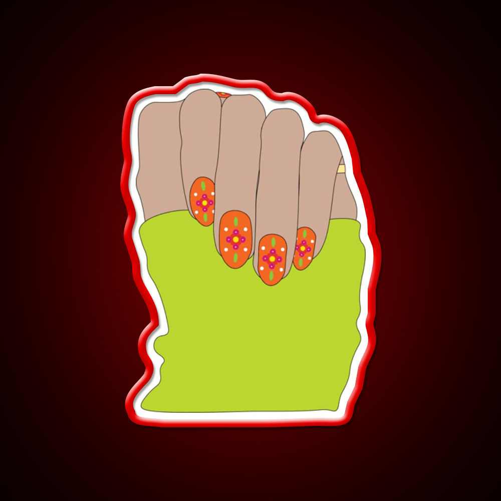 Orange Y2K Flower Nail Salon Led Neon Sign Rgb Color - Shineneon