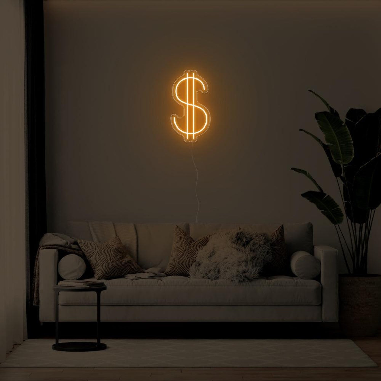 Orange-Yellow Dollar Sign Led Neon Sign For Living Room Wall Decor | Shineneon