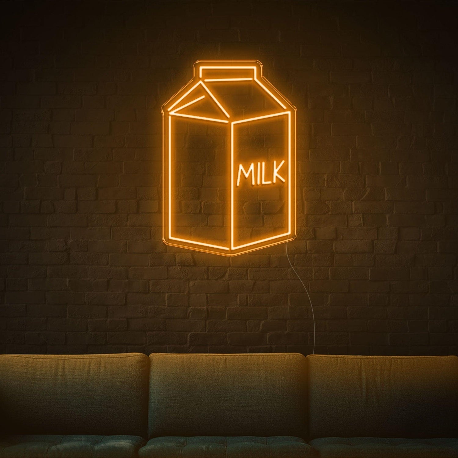 Orange-Yellow Milk Box Led Neon Sign For Living Room Cafe Decor | Shineneon