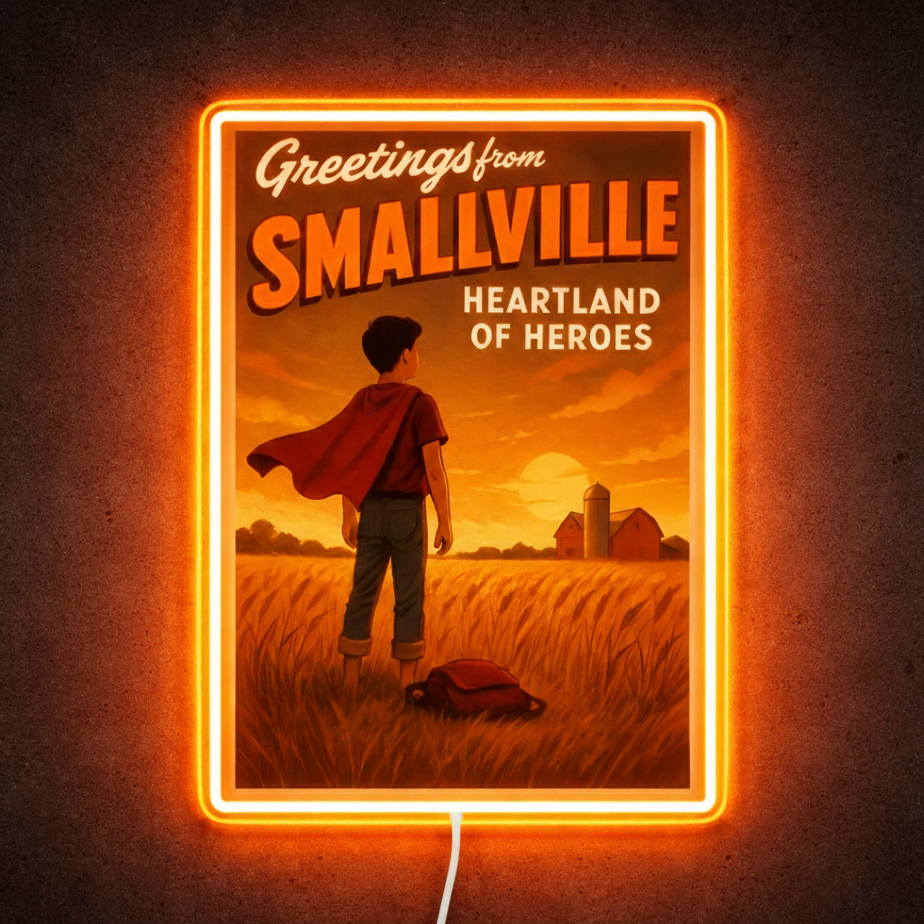 ShineNeon™ Smallville Heartland of Heroes LED Sign - Vintage Comic Wall Decor for Home Office