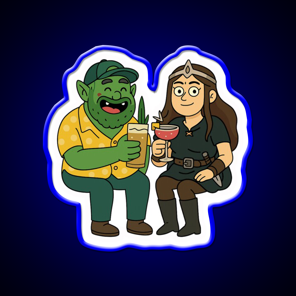Orc And Princess Having A Cocktail Bar Decor Led Neon Sign Rgb Color - LED neon sign view 5