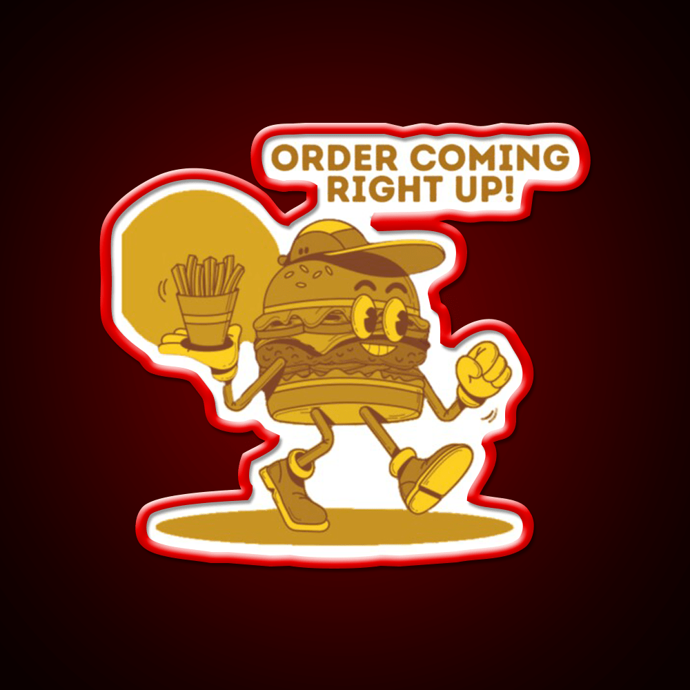 Order Coming Right Up Retro Fast Food Led Neon Sign For Burger Place Rgb Color - Shineneon