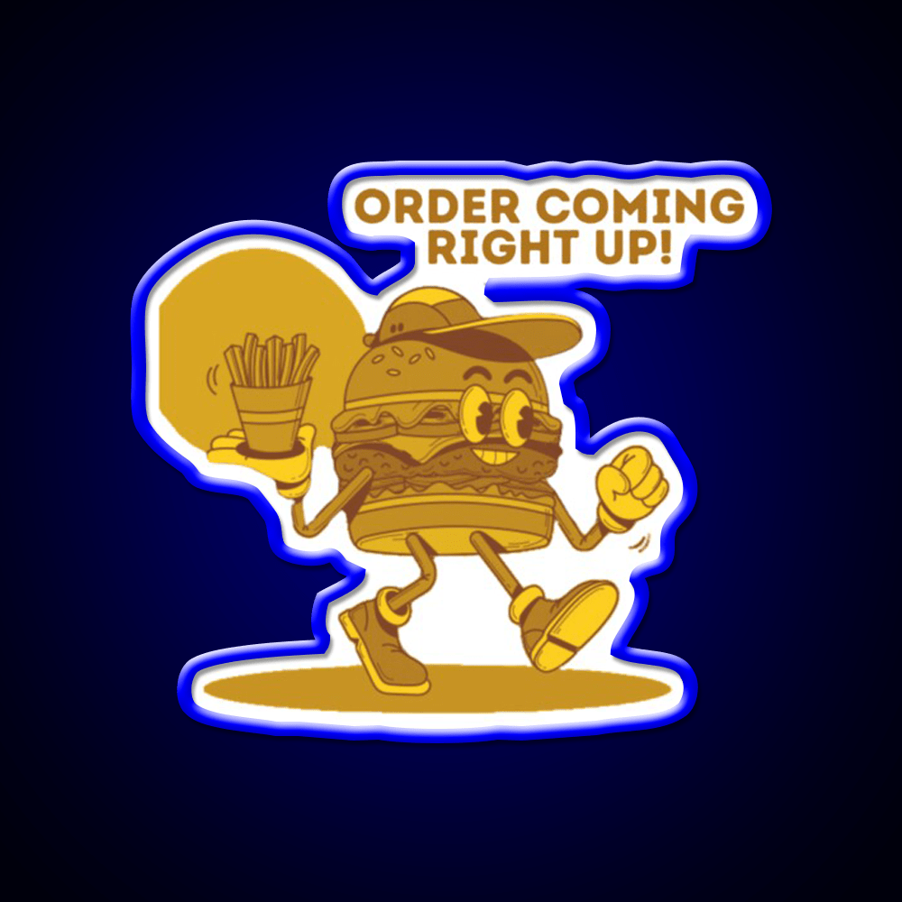 Order Coming Right Up Retro Fast Food Led Neon Sign For Burger Place Rgb Color - Shineneon