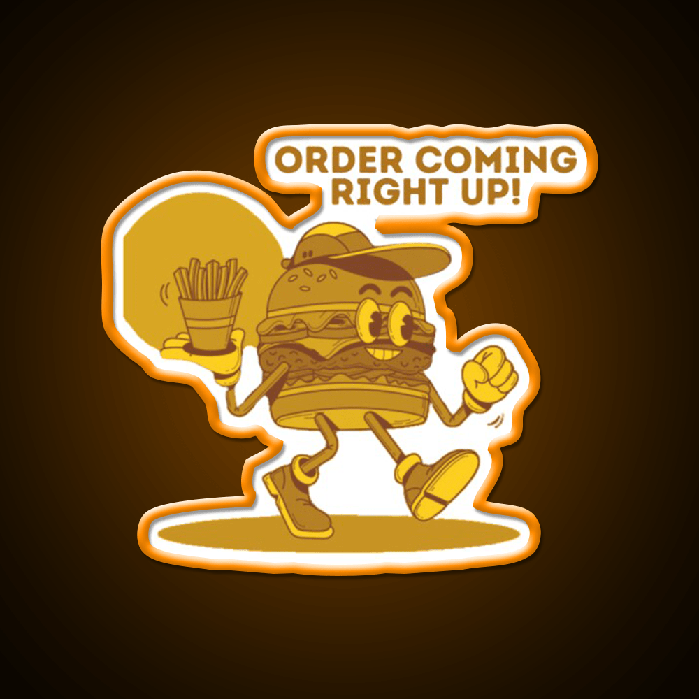 Order Coming Right Up Retro Fast Food Led Neon Sign For Burger Place Rgb Color - Shineneon