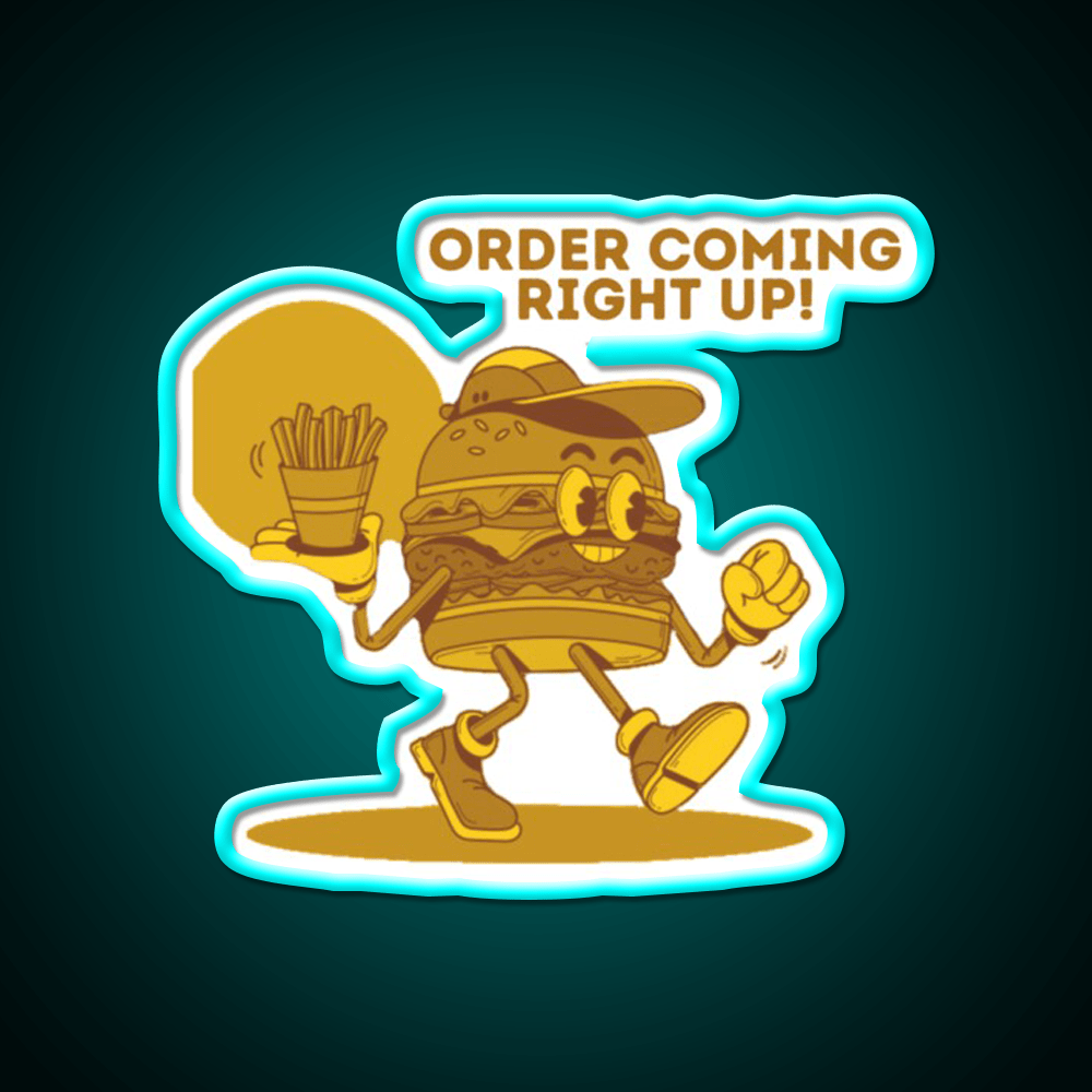 Order Coming Right Up Retro Fast Food Led Neon Sign For Burger Place Rgb Color - Shineneon