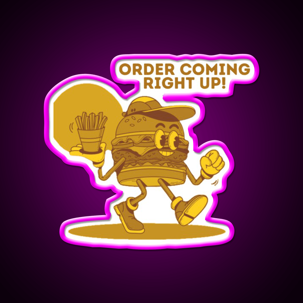 Order Coming Right Up Retro Fast Food Led Neon Sign For Burger Place Rgb Color - Shineneon