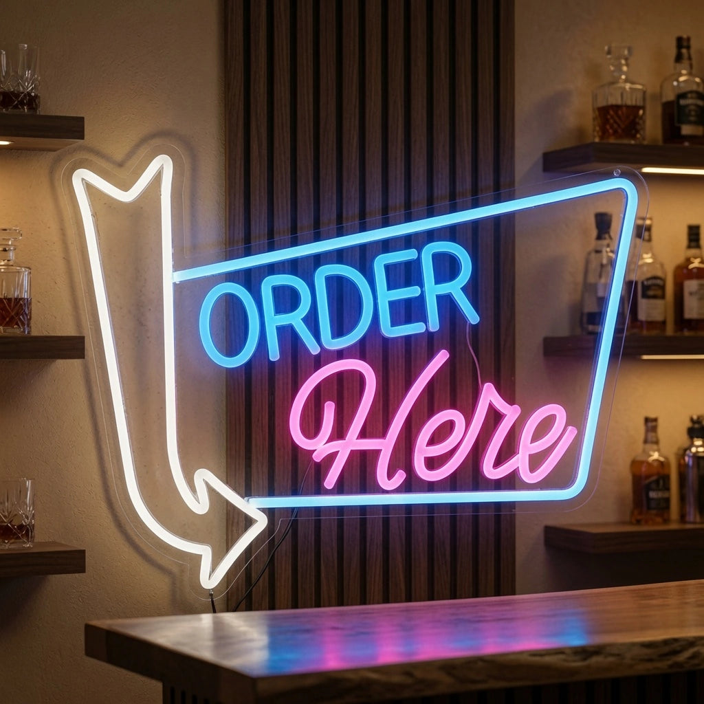 Order Here Business LED Neon Sign Wall Decor - 03 Real Lifestyle Scene