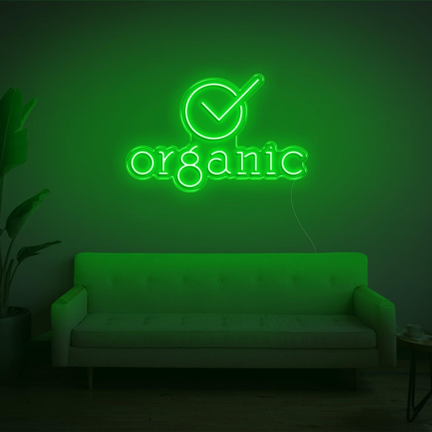 Organic Circle Checkmark Bright Green Led Neon Sign For Shop Home Decor | Shineneon