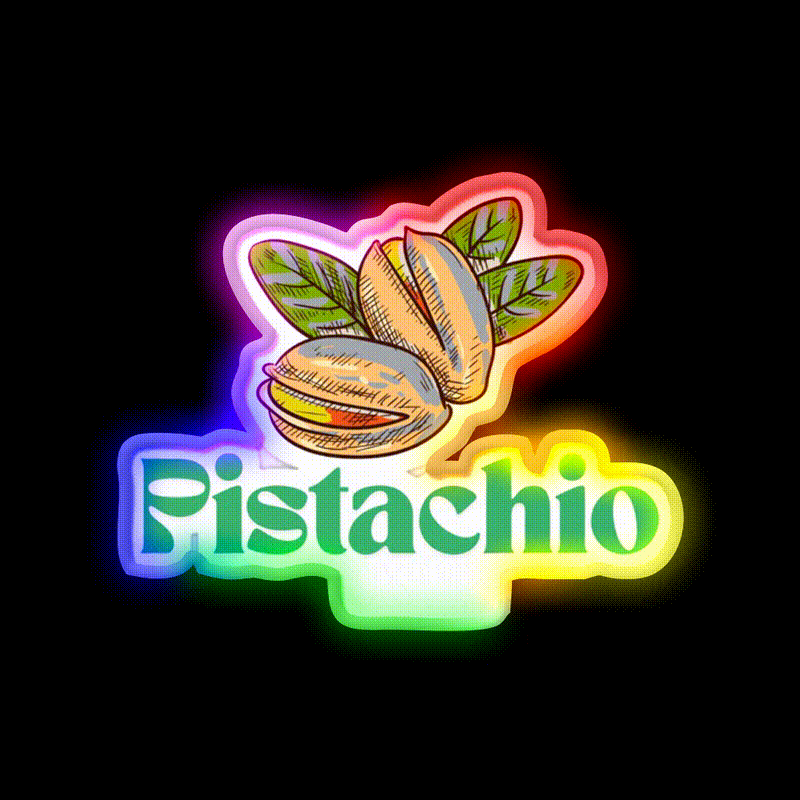 Organic Pistachio Logo Snack Food Led Neon Sign Rgb Color - LED neon sign close-up detail