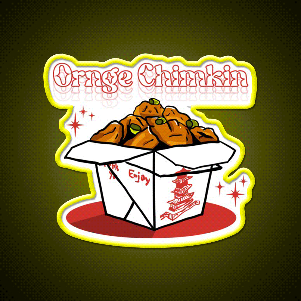 Ornge Chimkin Led Neon Sign Chinese Food Rgb Color
