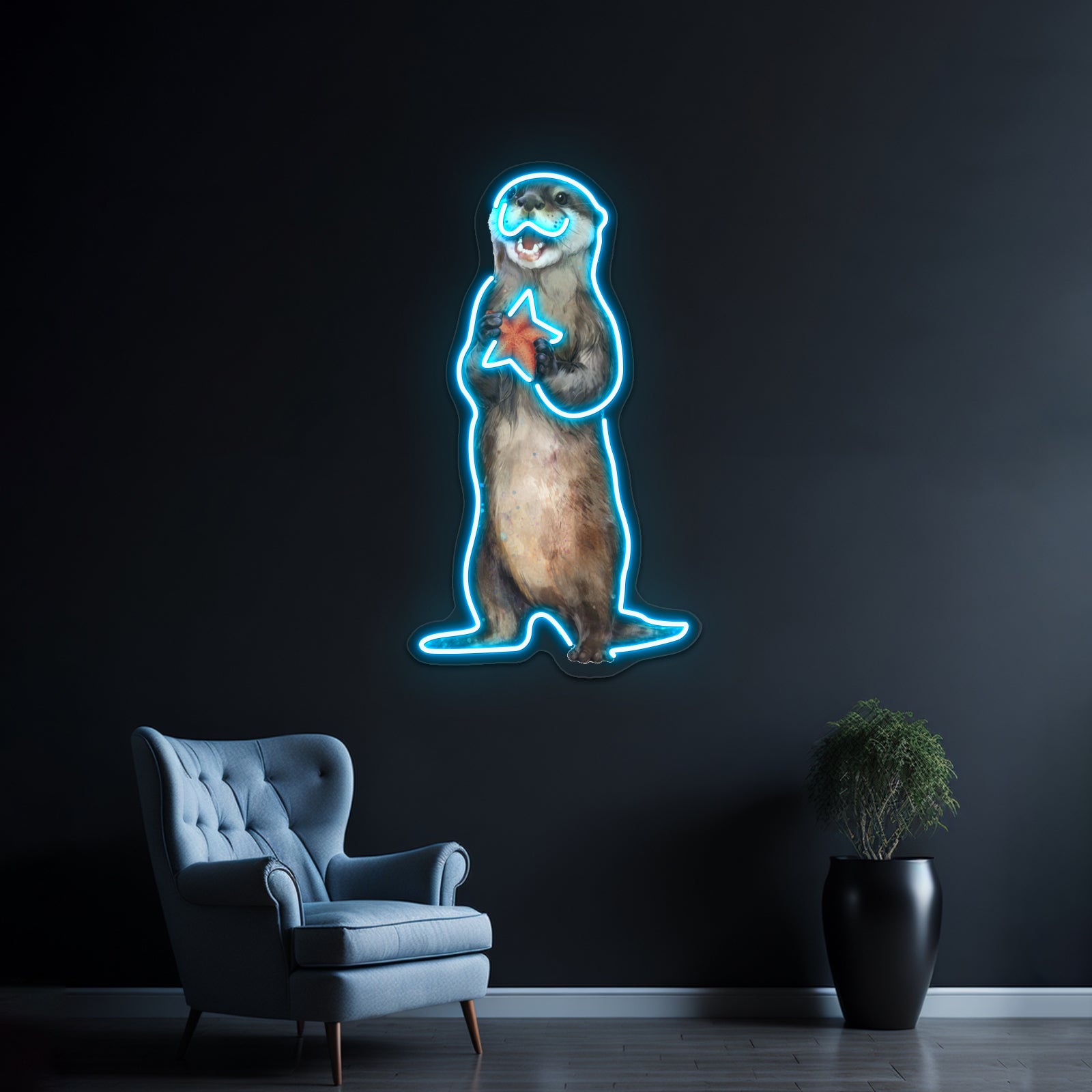 Otterly Delighted Otter Artwork Neon Wall Sign | Shineneon