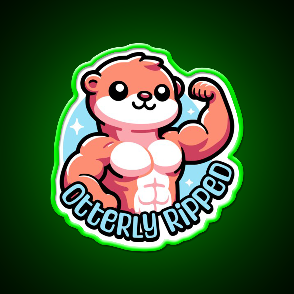 Otterly Ripped Cute Muscular Otter Pun Gym Fitness Led Neon Sign Rgb Color