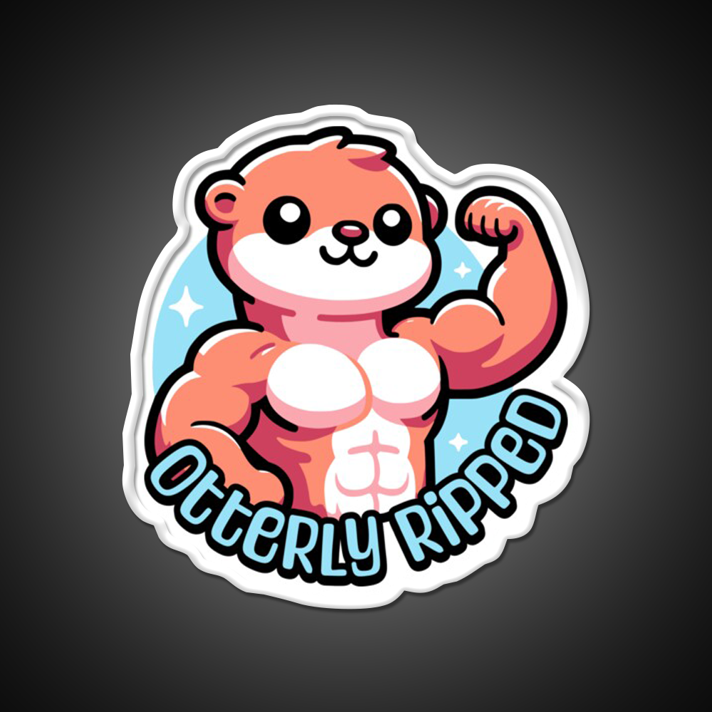 Otterly Ripped Cute Muscular Otter Pun Gym Fitness Led Neon Sign Rgb Color