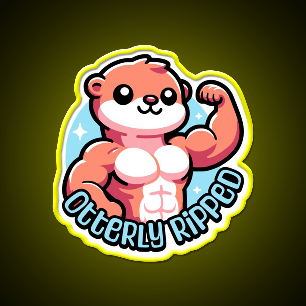 Otterly Ripped Cute Muscular Otter Pun Gym Fitness Led Neon Sign Rgb Color