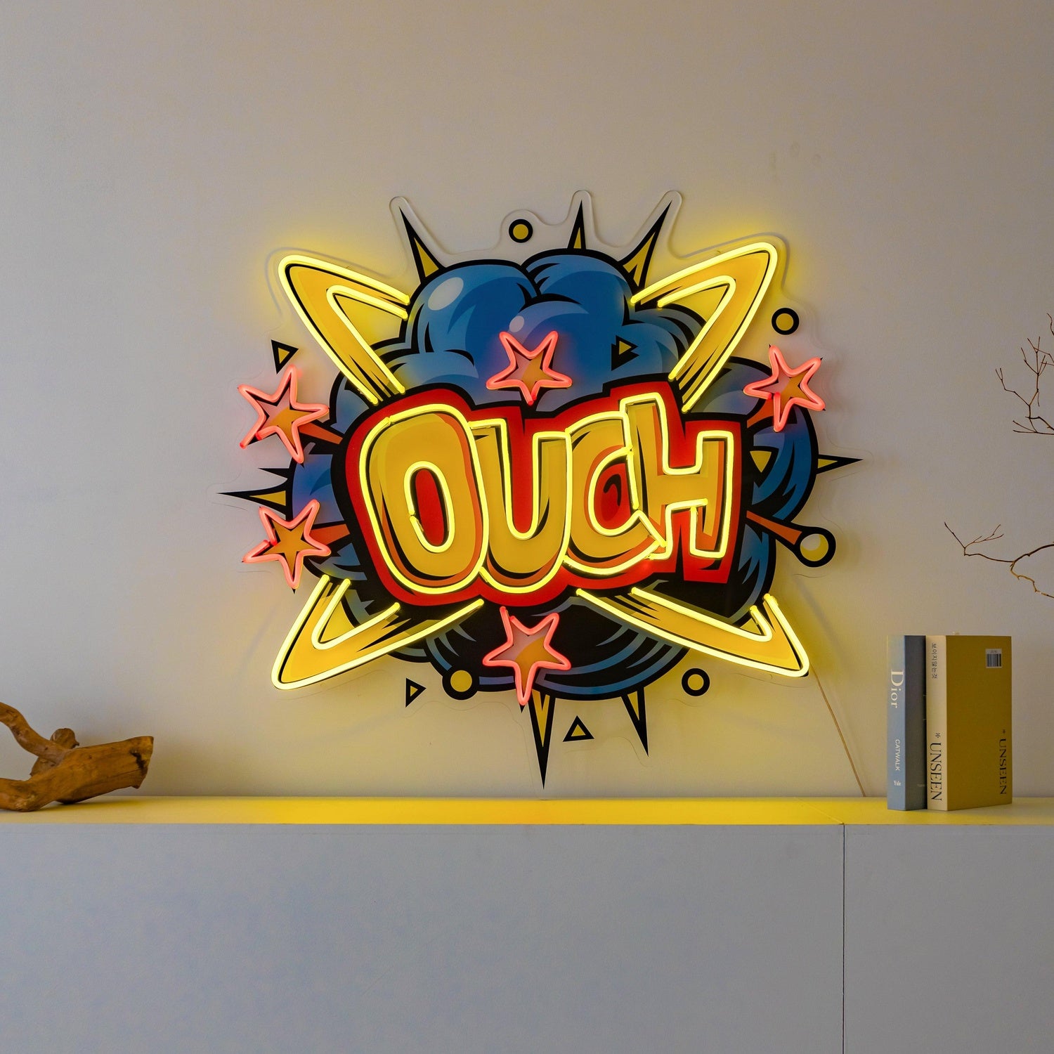 Ouch Comic Style Uv Printed Led Neon Sign Artwork For Indoor Wall Decor | Shineneon