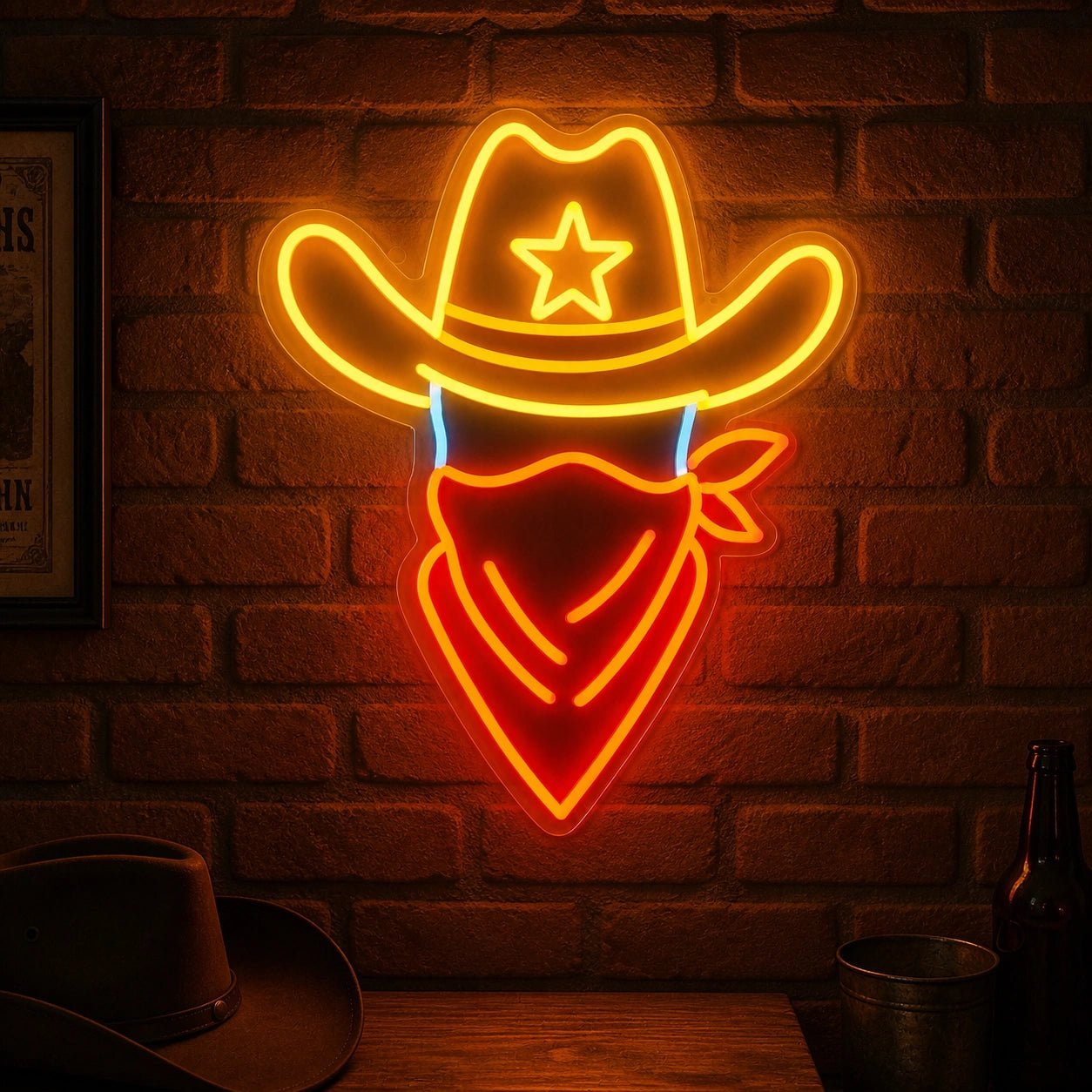 Outlaw Cowboy Hat Vintage LED Neon Sign - Shineneon