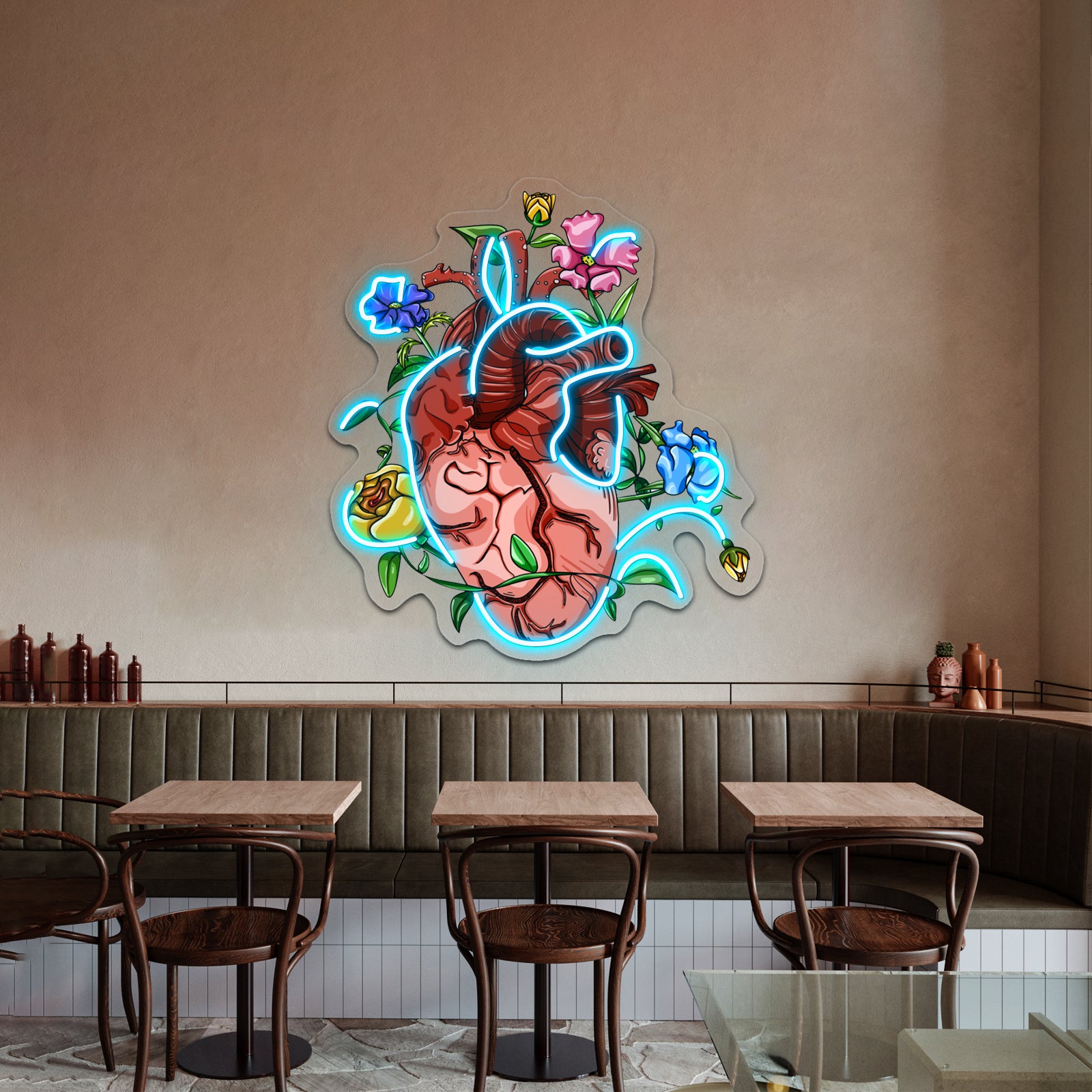 Overgrown Floral Abstract Heart Wall Artwork Neon Signs | Shineneon