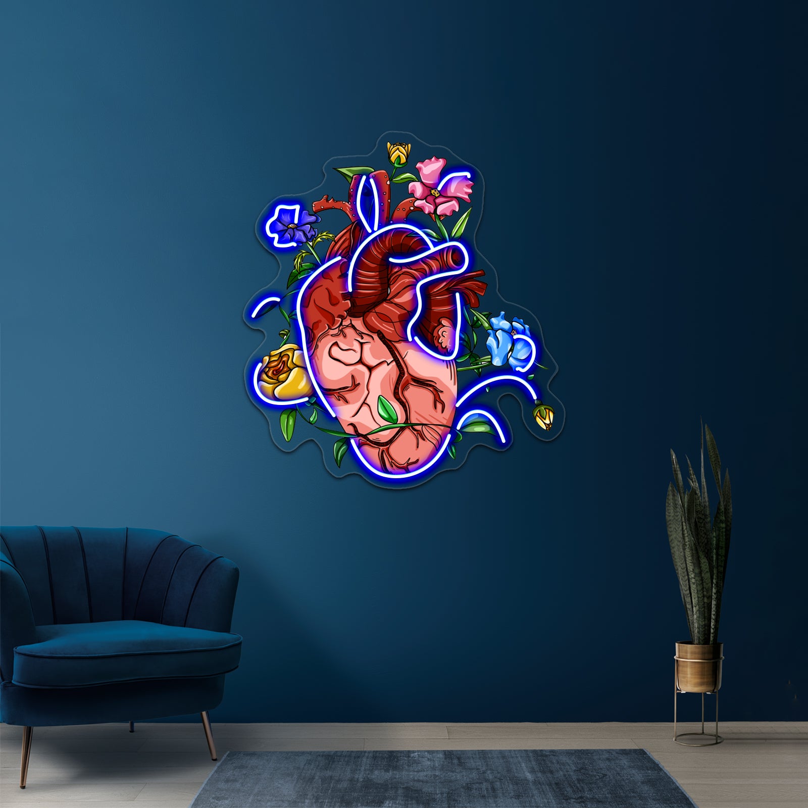 Overgrown Floral Abstract Heart Wall Artwork Neon Signs | Shineneon