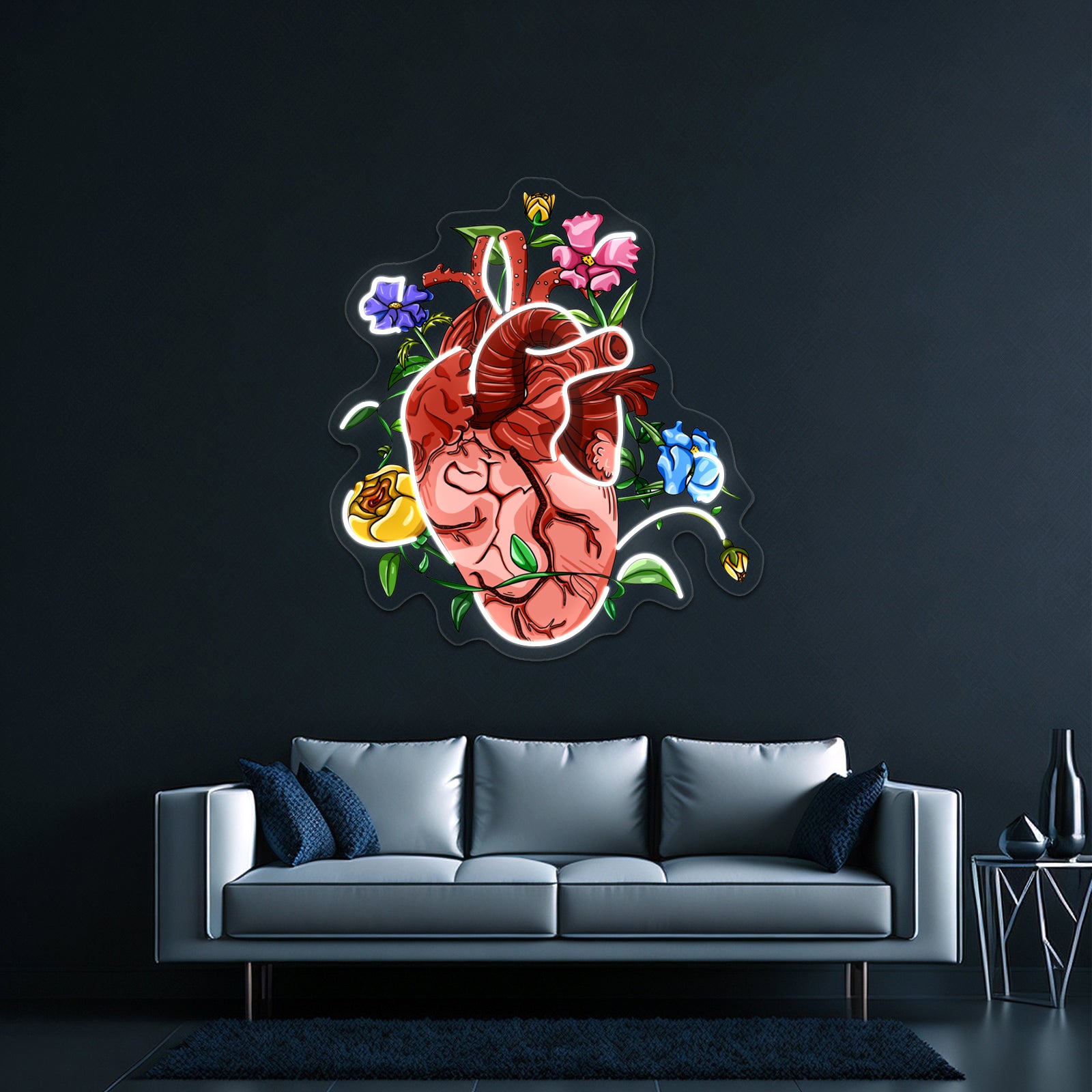 Overgrown Floral Abstract Heart Wall Artwork Neon Signs | Shineneon