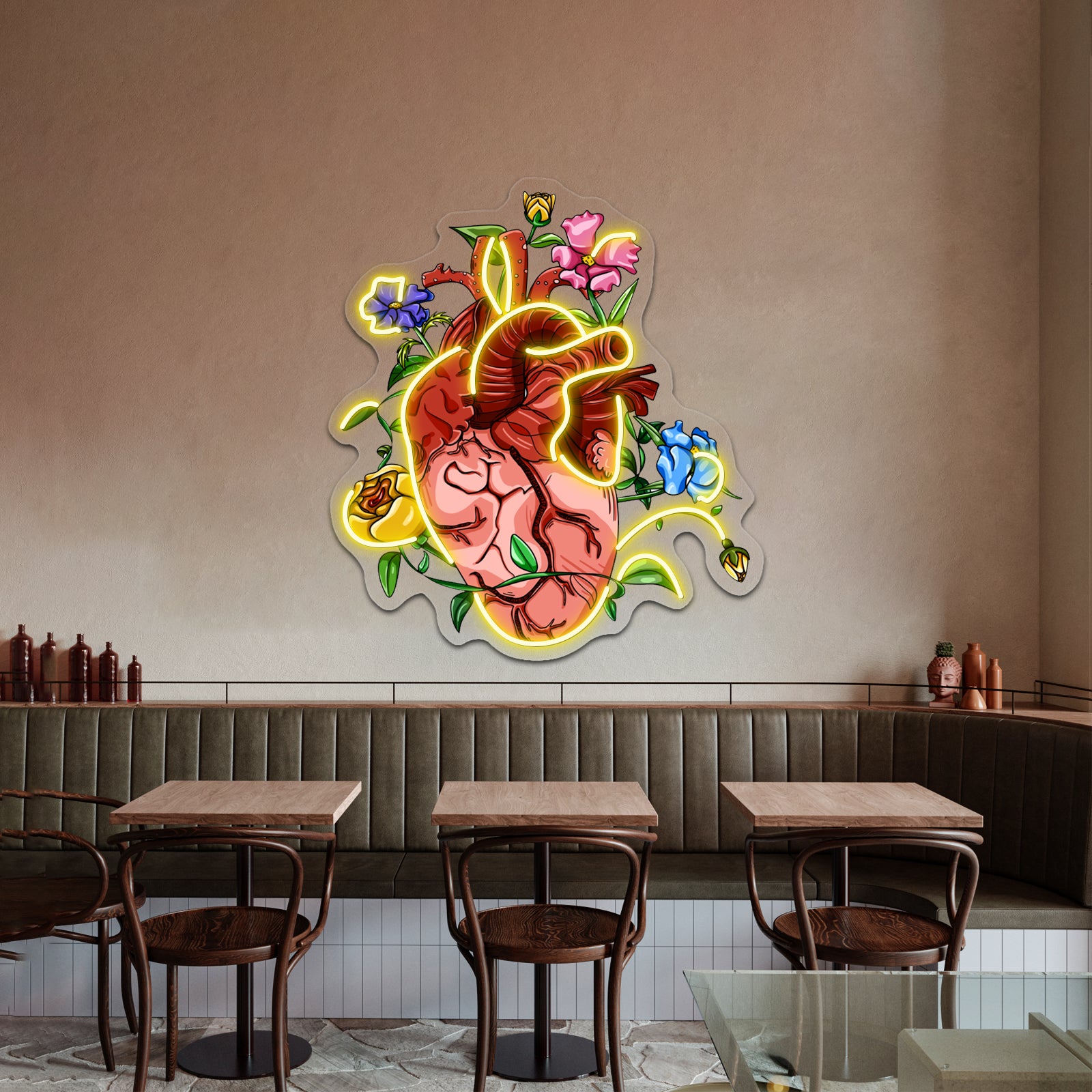 Overgrown Floral Abstract Heart Wall Artwork Neon Signs | Shineneon