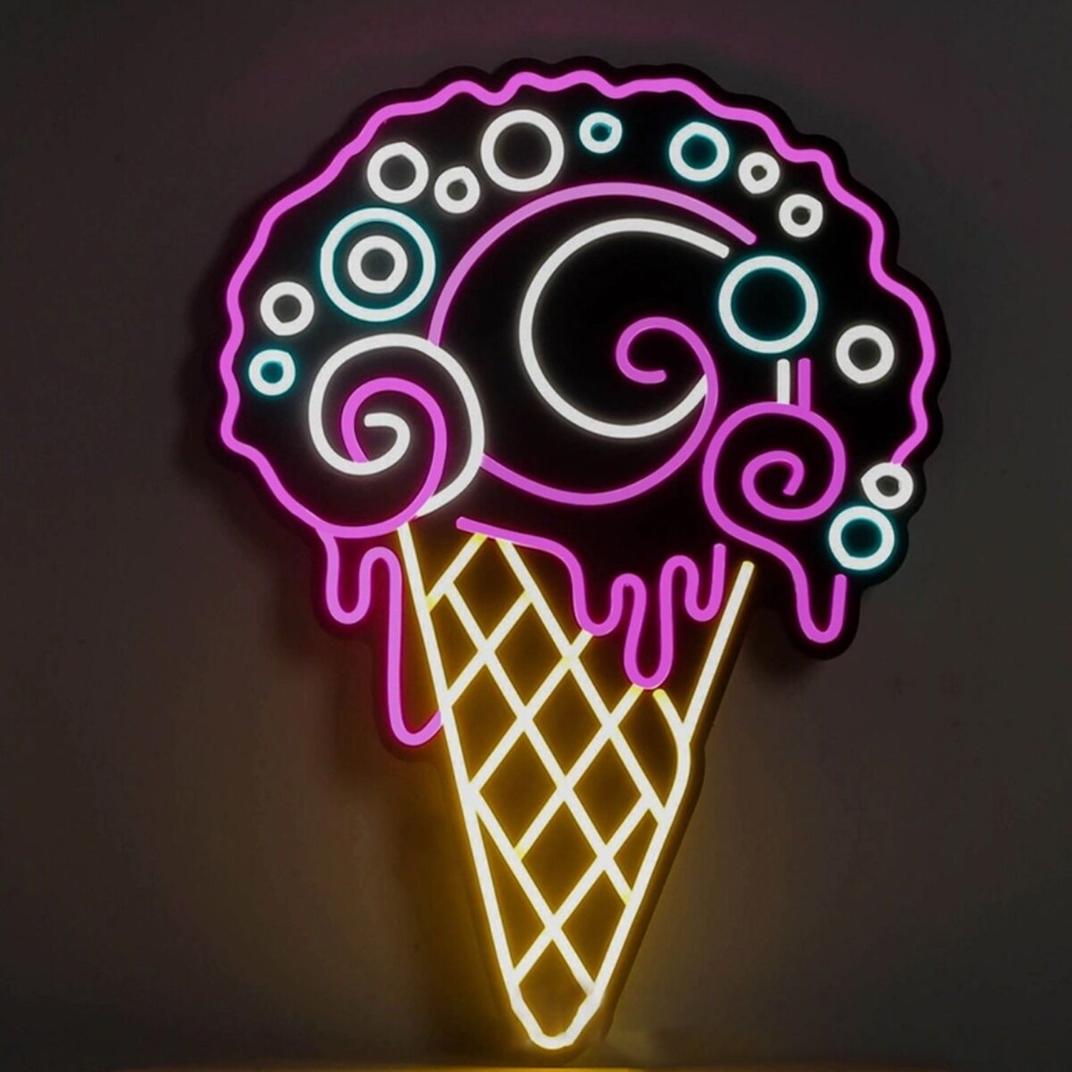 Oversized Summer Ice Cream Black Backsplash Neon | Shineneon