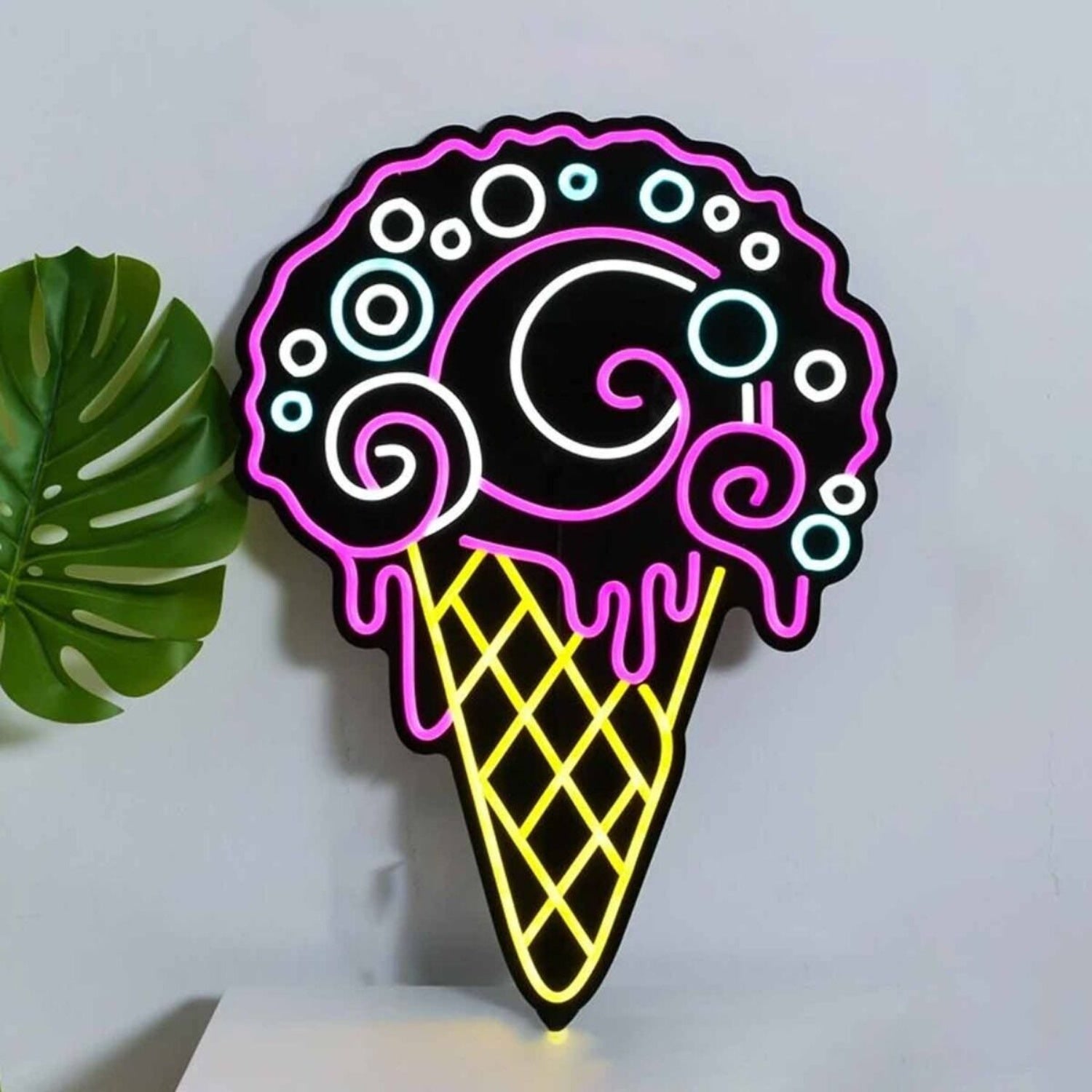 Oversized Summer Ice Cream Black Backsplash Neon | Shineneon