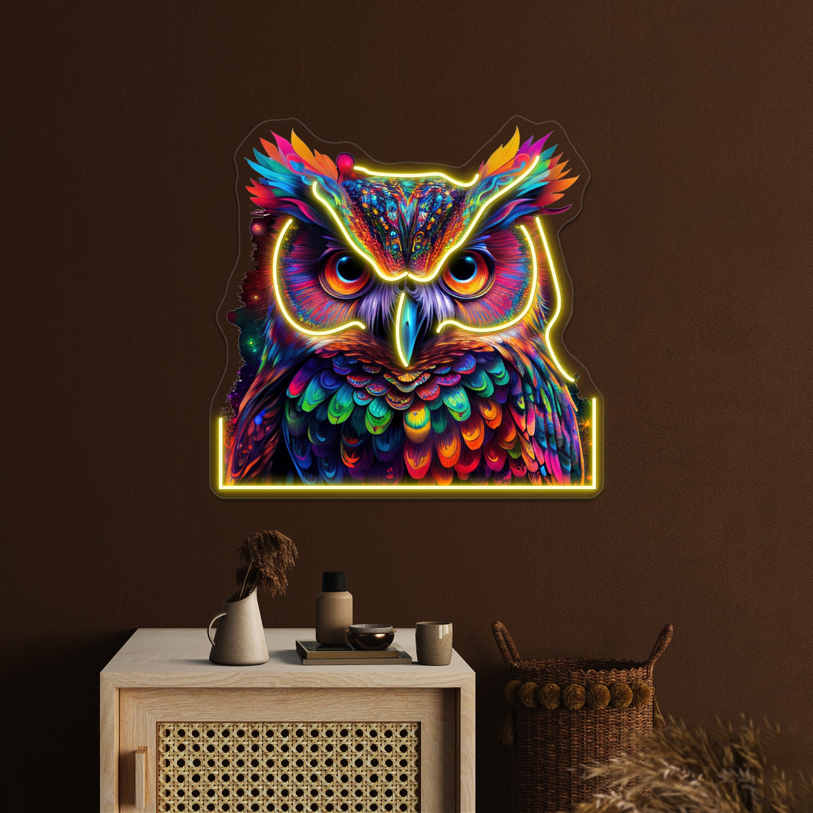 Owl Colorful Neon Psychedelic Art Wall Artwork Neon Signs | Shineneon