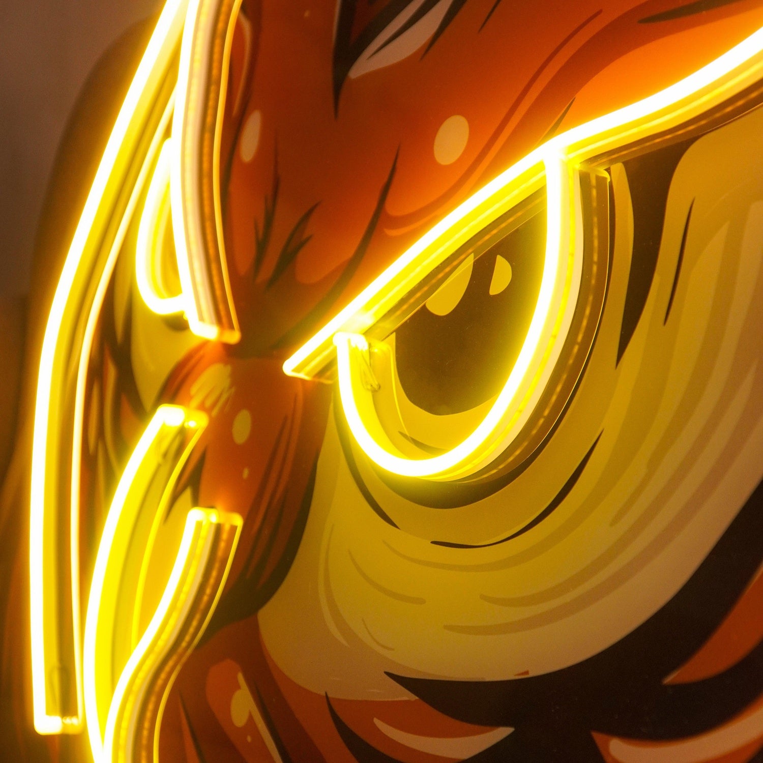 Owl Head Yellow-Outlined Uv Printed Led Neon Sign For Home And Cafe Decor | Shineneon