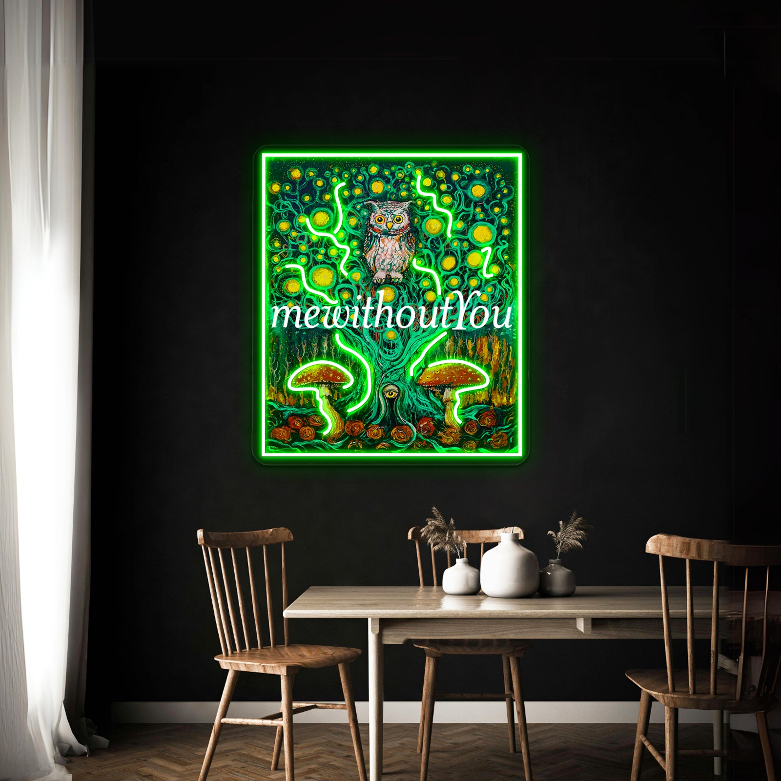 Owl In The Mewithoutyou Forest Artwork Neon Wall Sign | Shineneon