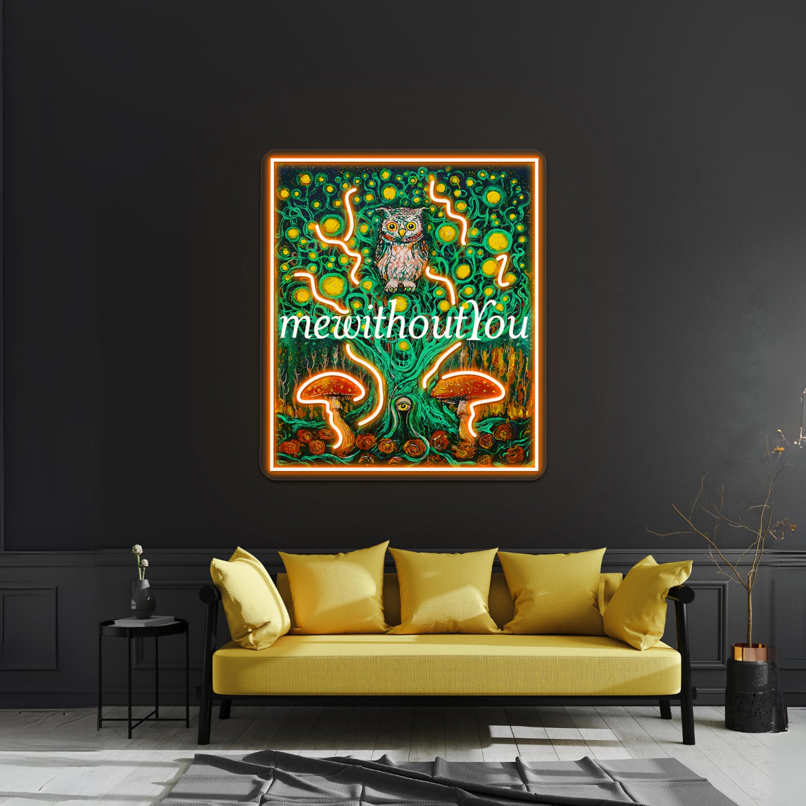 Owl In The Mewithoutyou Forest Artwork Neon Wall Sign | Shineneon