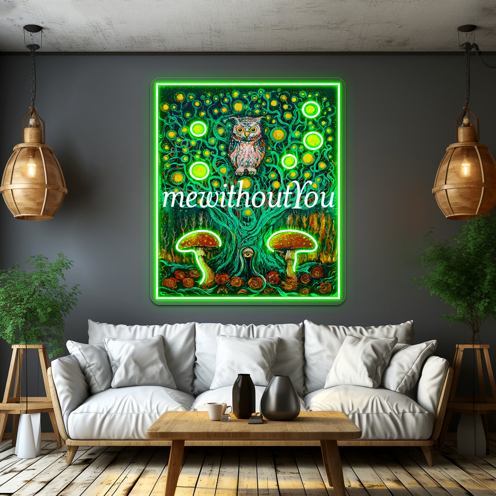 Owl In The Mewithoutyou Forest Wall Artwork Neon Signs | Shineneon