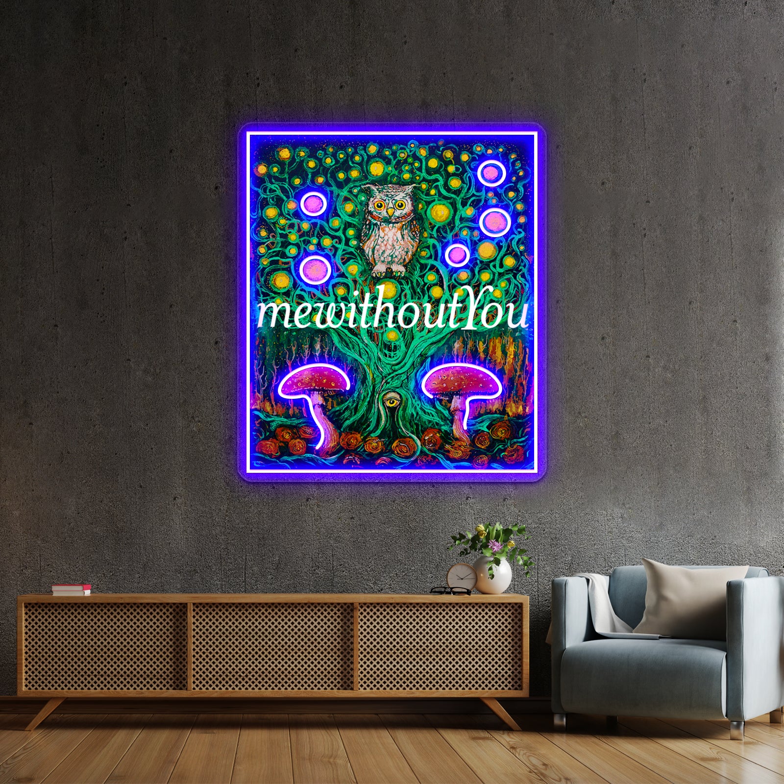 Owl In The Mewithoutyou Forest Wall Artwork Neon Signs | Shineneon
