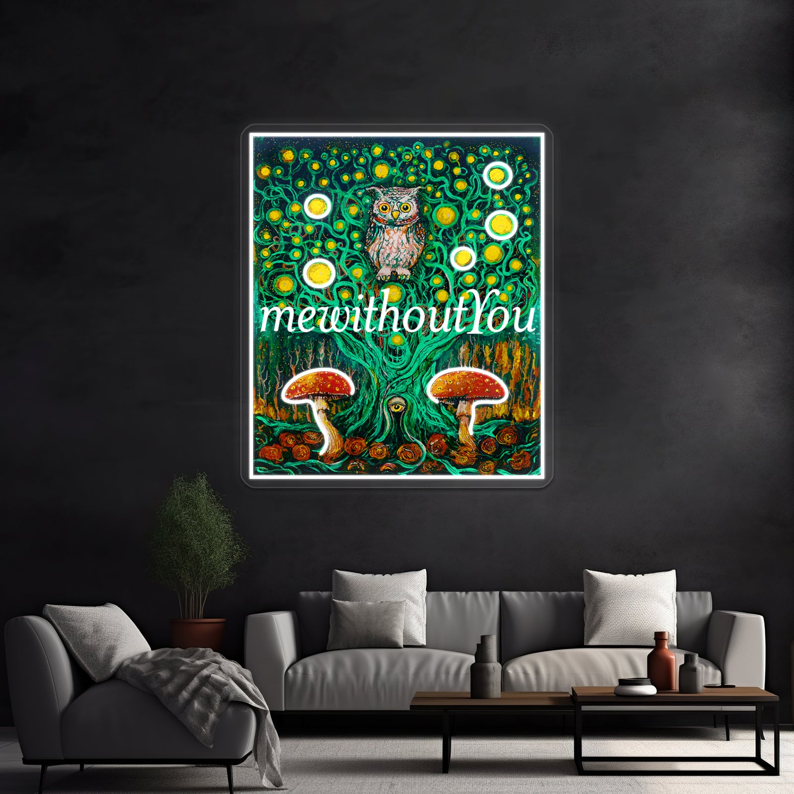 Owl In The Mewithoutyou Forest Wall Artwork Neon Signs | Shineneon