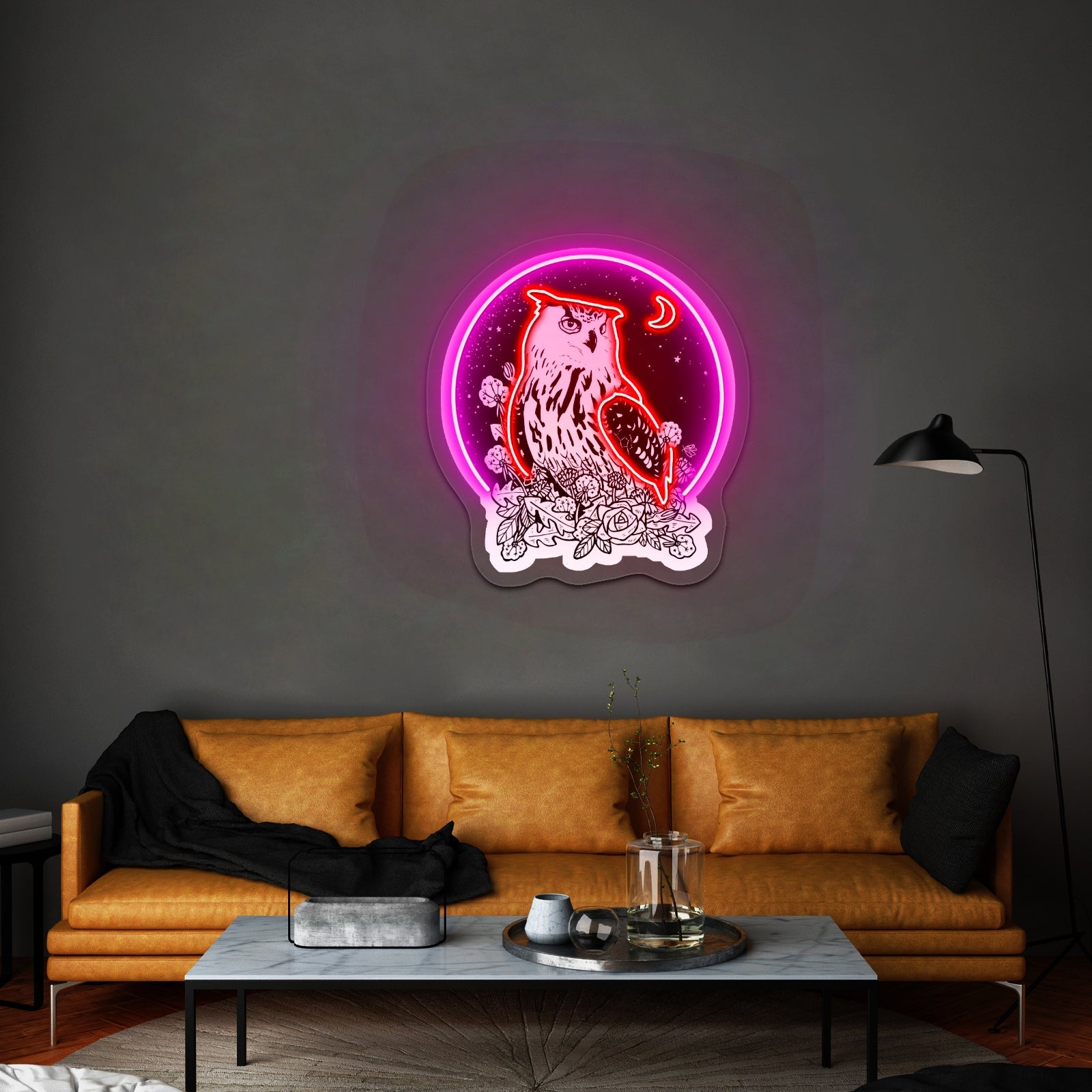 Owl With Night Sky Artwork Custom Led Signs - Shineneon