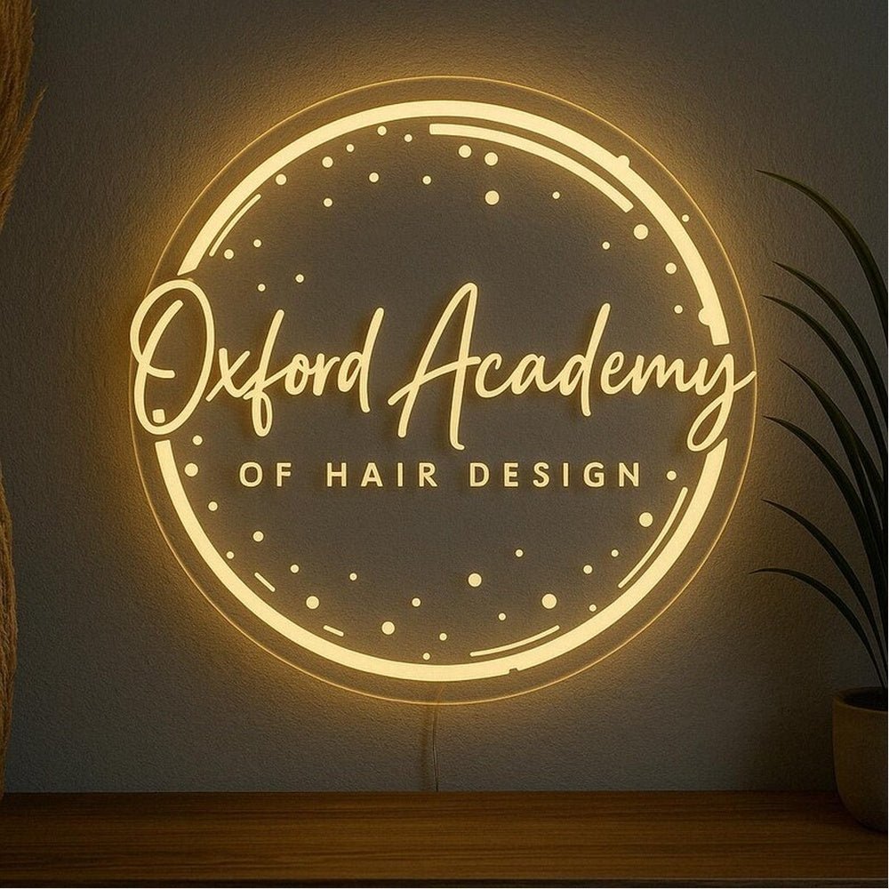 Oxford Academy Hair Salon Acrylic Business Logo Sign - Shineneon