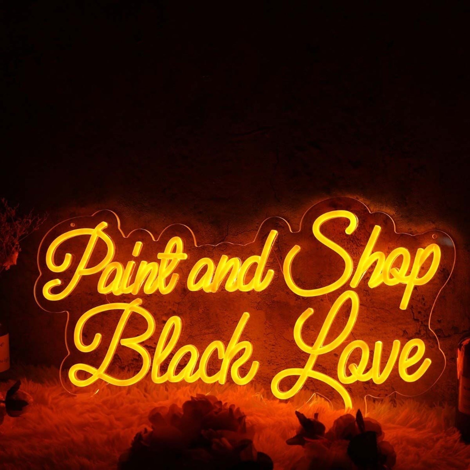 Paint And Shop Black Love Orange Led Neon Sign - Shineneon