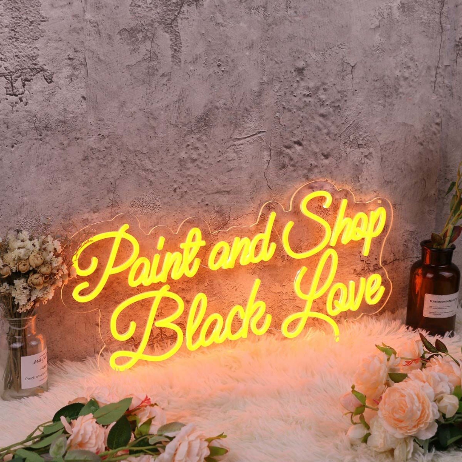 Paint And Shop Black Love Orange Led Neon Sign - Shineneon